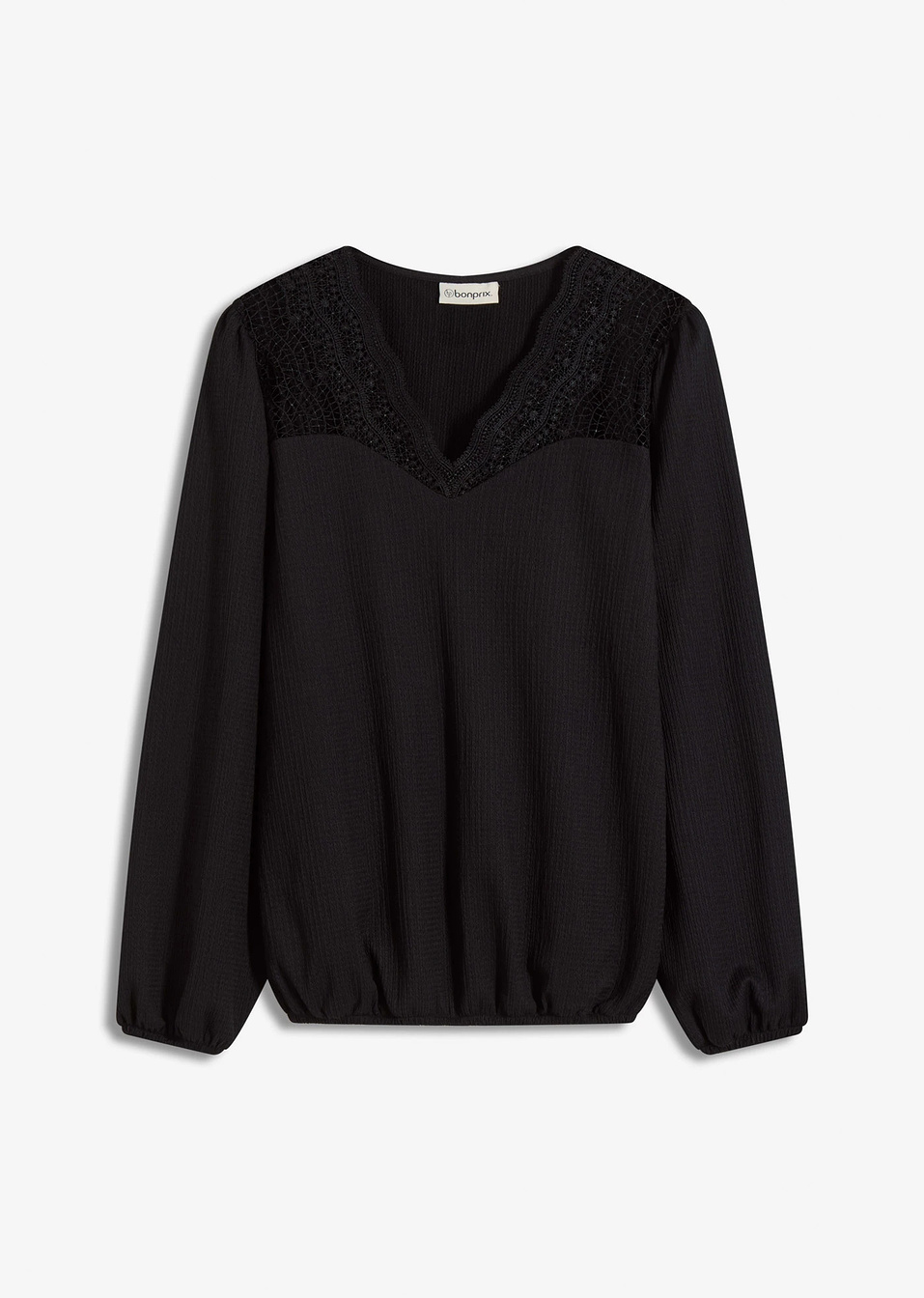 Μακρυμάνικη μπλούζα-Μαύρο-bonprix
