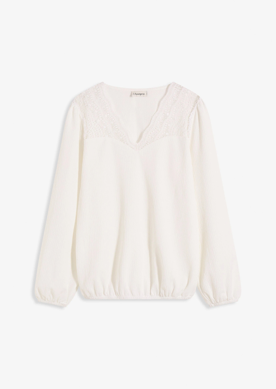 Μακρυμάνικη μπλούζα-Λευκό κρεμ-bonprix