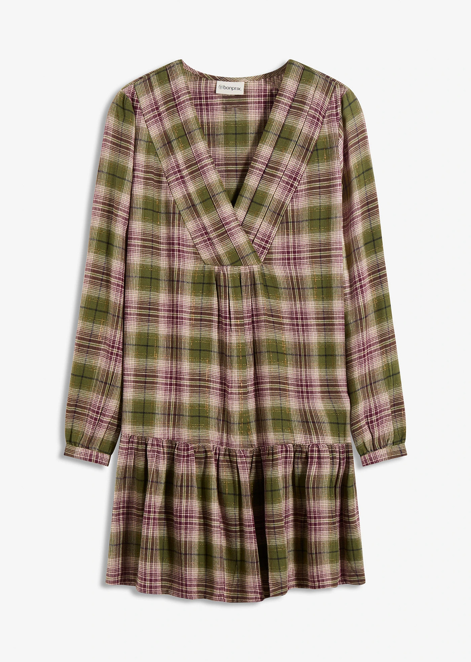 Μίνι φόρεμα-Πράσινο λαδί καρό-bonprix