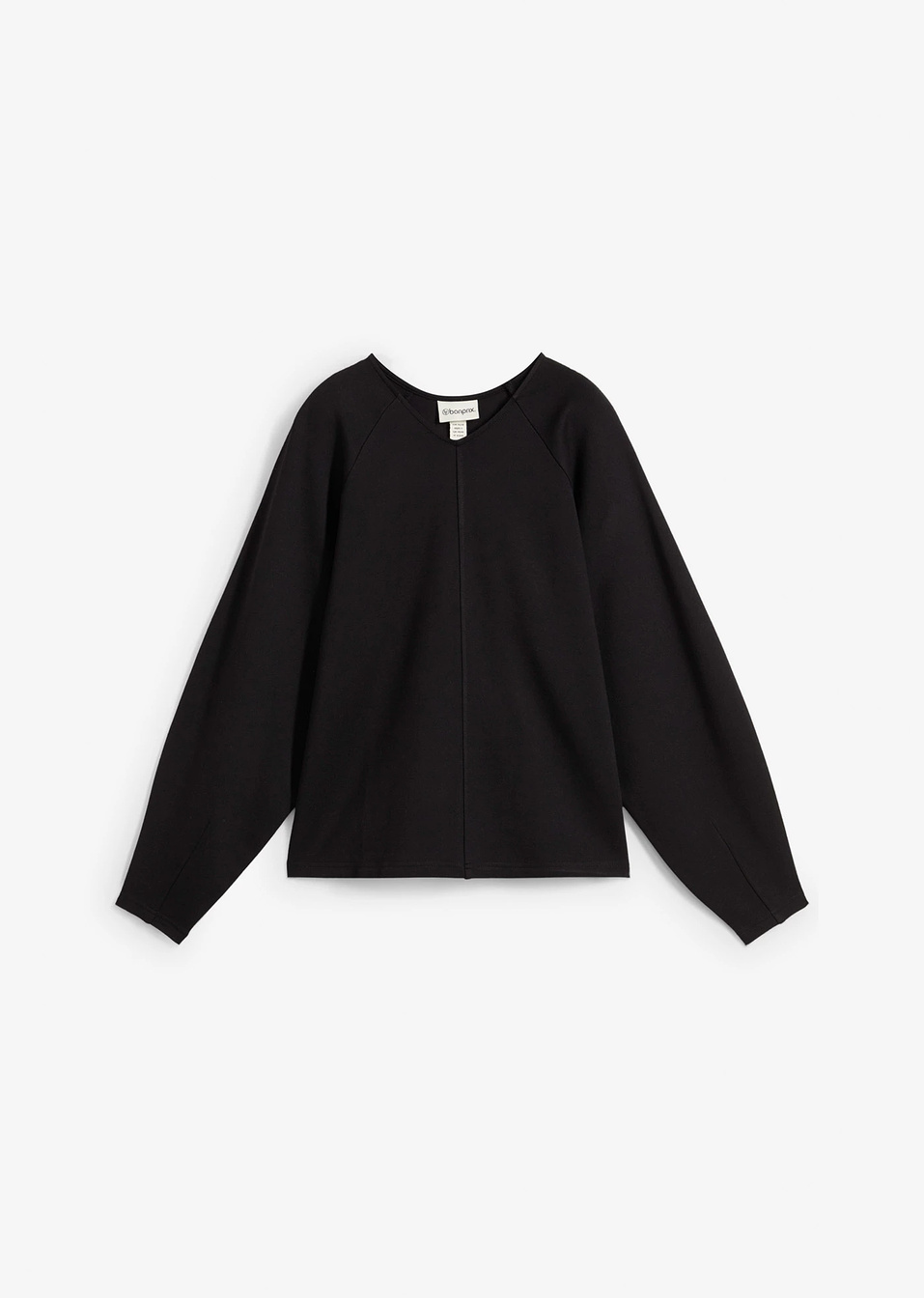 Μακρυμάνικη μπλούζα από μαλακό punto di Roma-Μαύρο-bonprix