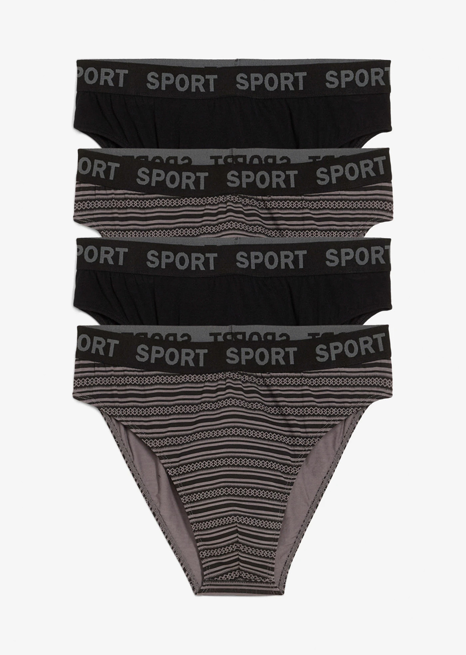 Слипове с мек памук (опаковка с 4 бр.)-Черно + Опушено сиво-bonprix