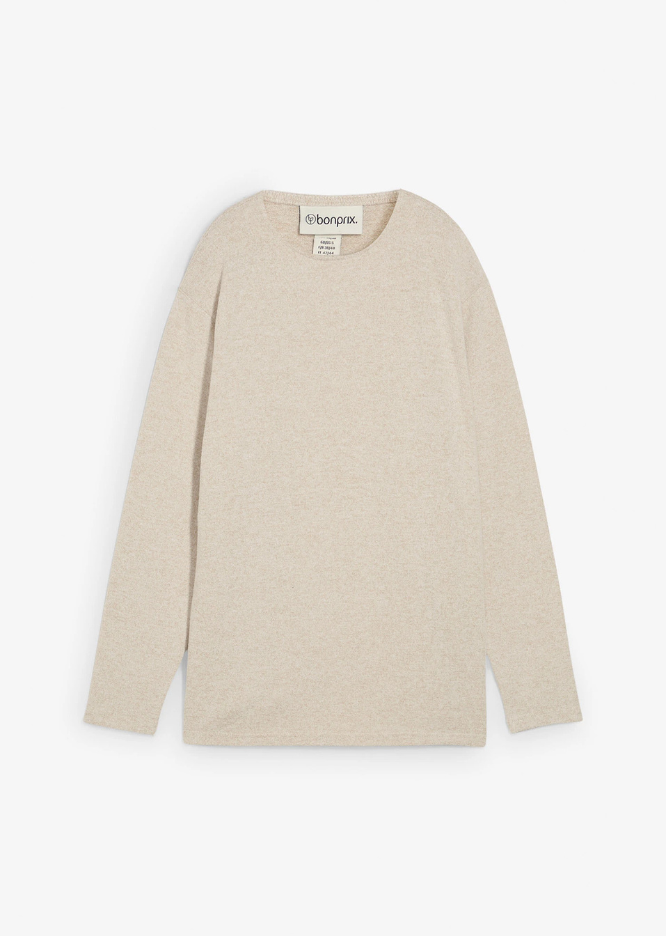 Μακρύ φούτερ με πλεκτή εμφάνιση-Της άμμου μελανζέ-bonprix