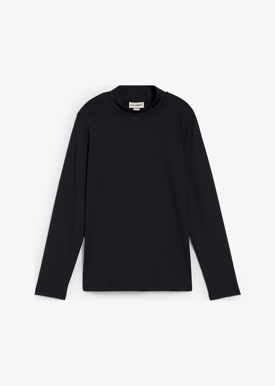 Μακρυμάνικη μπλούζα με ίσιο λαιμό-Μαύρο-bonprix
