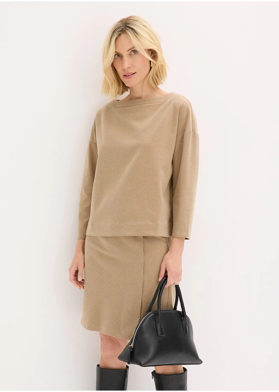 Τουνίκ από χοντρό ύφασμα με σχέδιο ψαροκόκαλο-bonprix