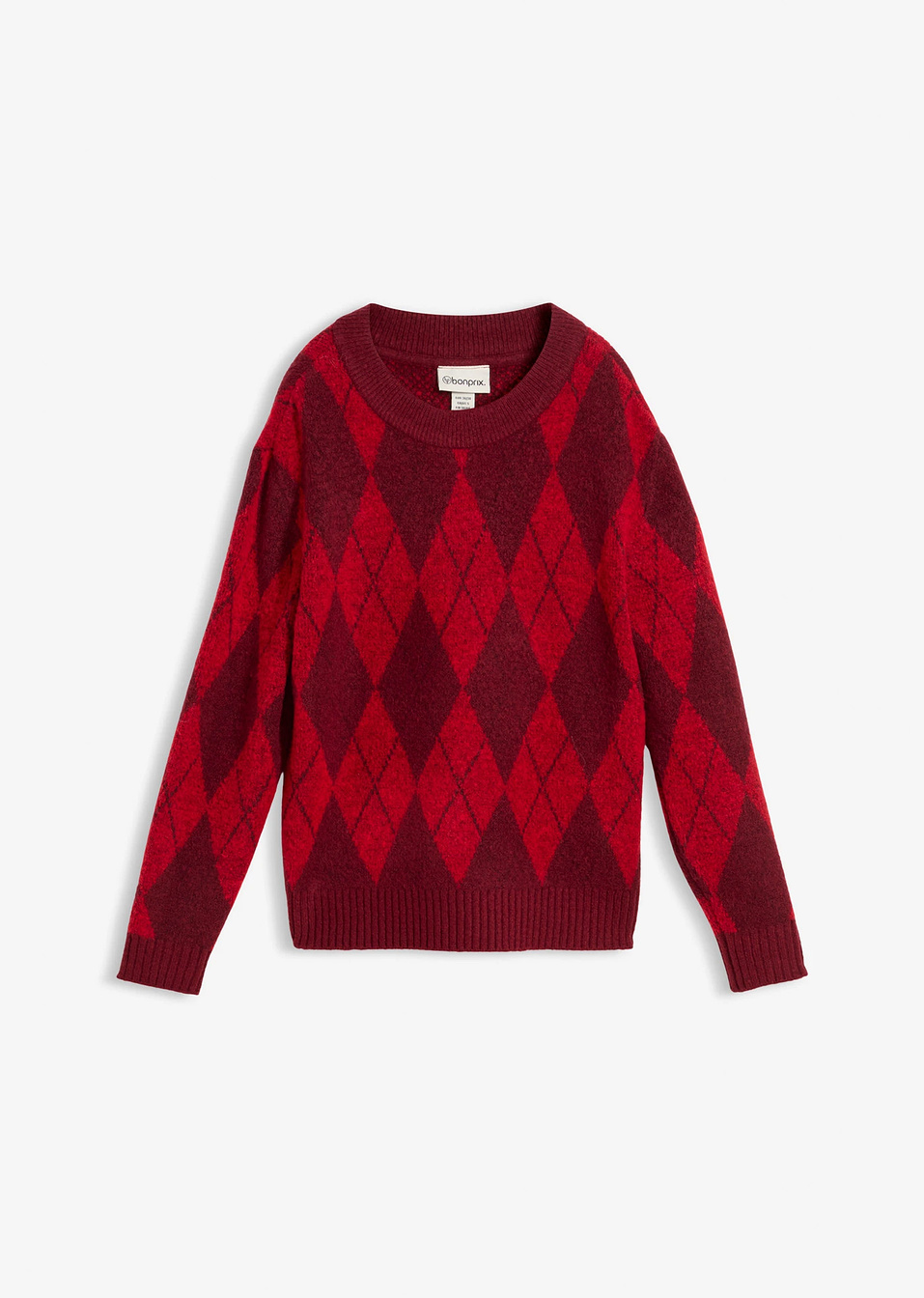Πουλόβερ από λεπτό νήμα με καρό μοτίβο-Κόκκινο της λάβας καρό-bonprix
