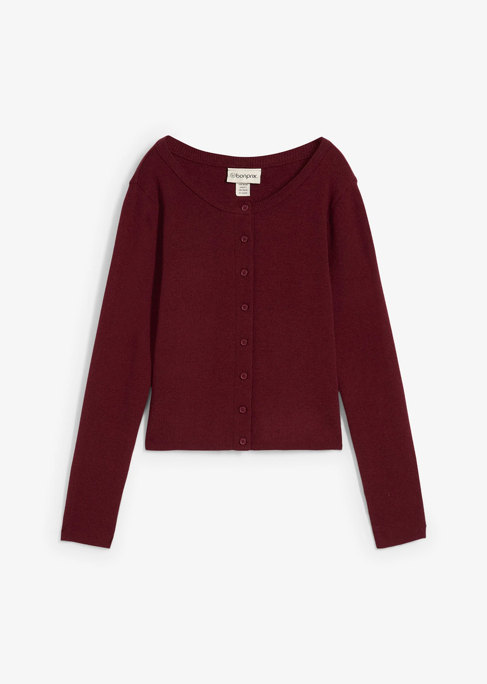 Къса жилетка с фина плетка-Тъмно червено-bonprix