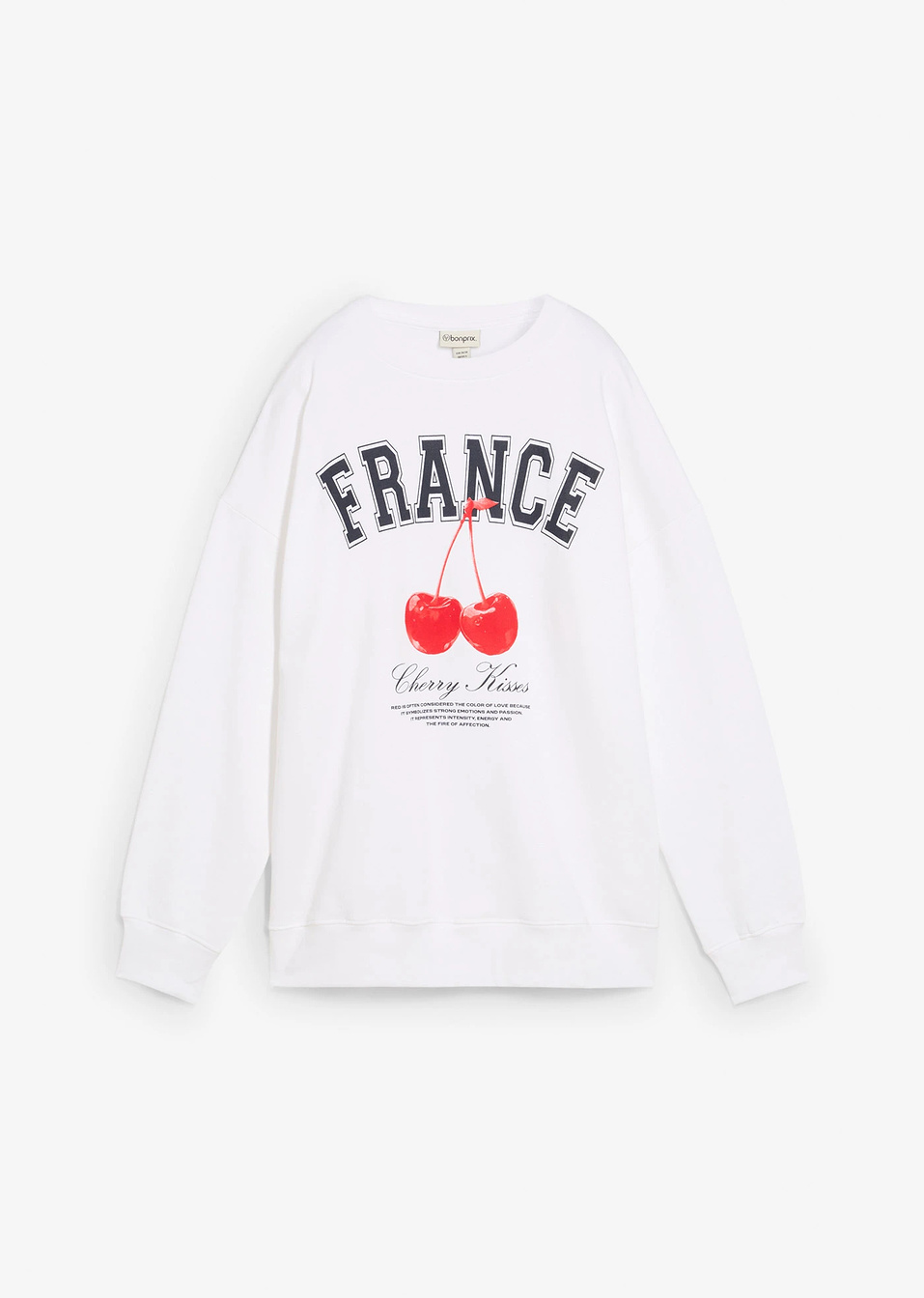 Φούτερ oversized από καθαρό βιολογικό βαμβάκι-Λευκό-bonprix