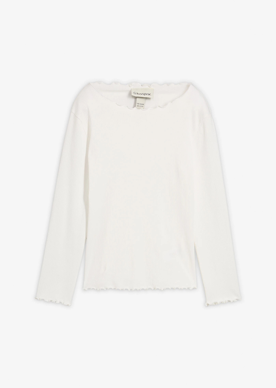 Μακρυμάνικη μπλούζα από καθαρό βιολογικό βαμβάκι-Λευκό κρεμ-bonprix