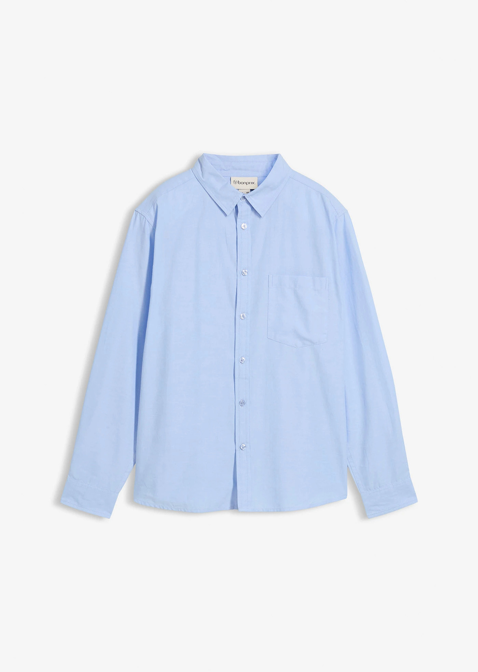 Риза с дълъг ръкав Оксфорд от чист био памук-Перлено синьо-bonprix