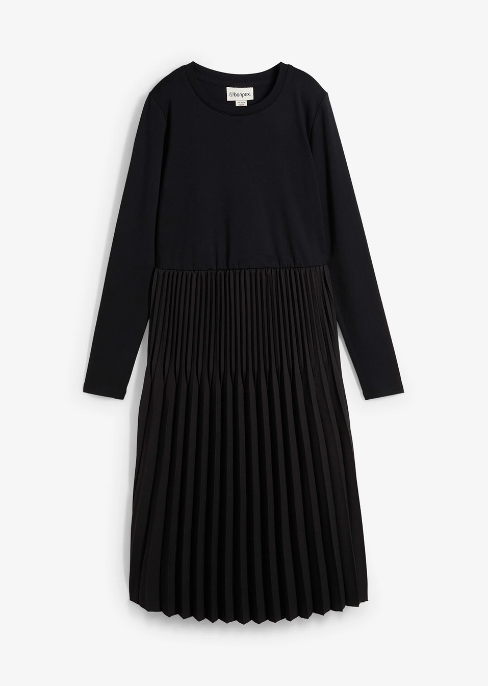 Φόρεμα midi από σύμμεικτη βισκόζη-Μαύρο-bonprix