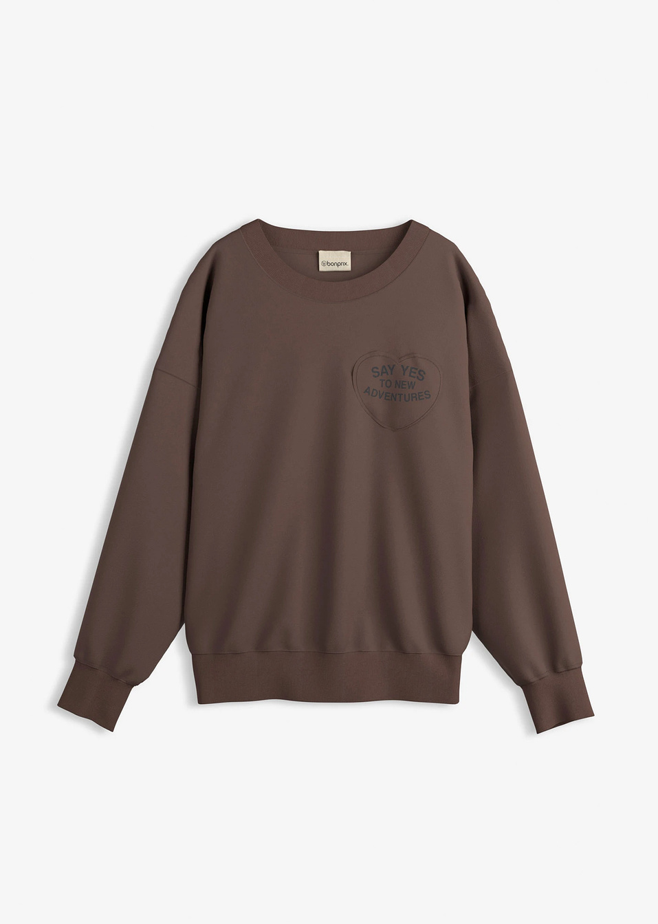 Φούτερ oversized από μαλακό σύμμεικτο βαμβάκι-Καφέ-bonprix