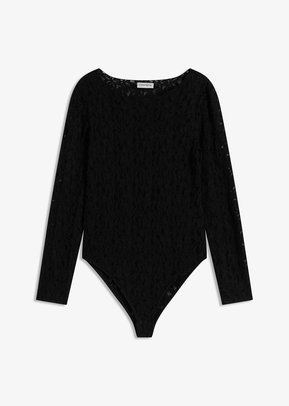 Κορμάκι από μαλακή δαντέλα-Μαύρο-bonprix
