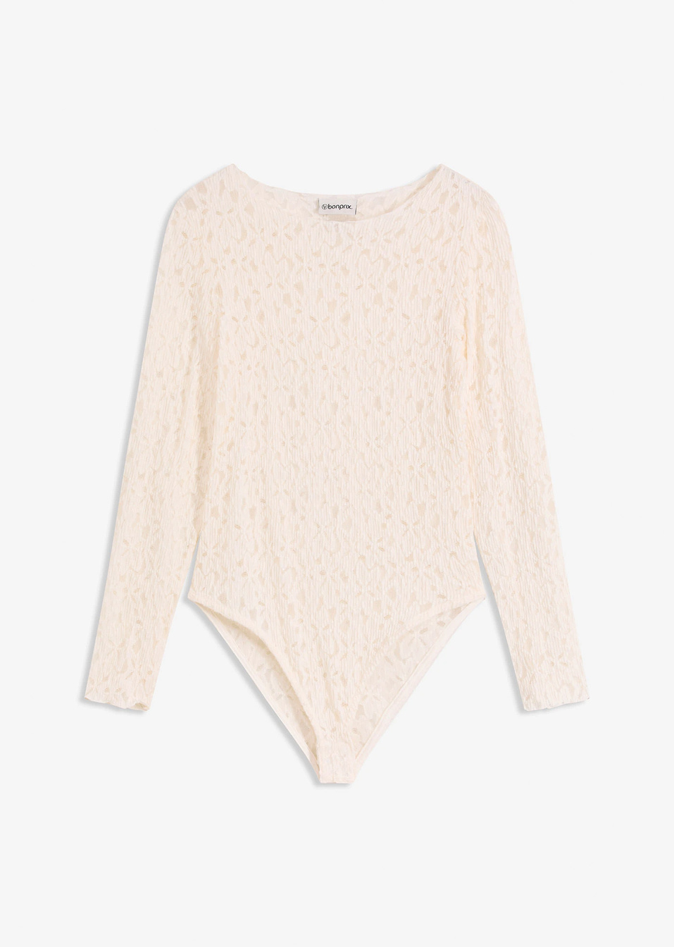 Κορμάκι από μαλακή δαντέλα-Λευκό κρεμ-bonprix