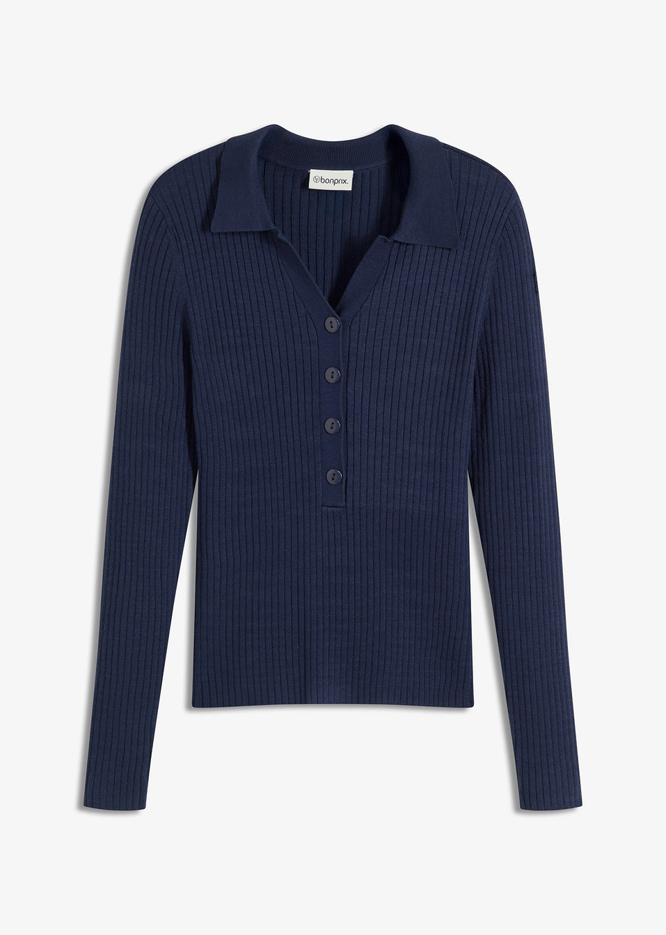 Μαλακό πουλόβερ από λεπτό νήμα από σύμμεικτη βισκόζη-Μπλε σκούρο-bonprix