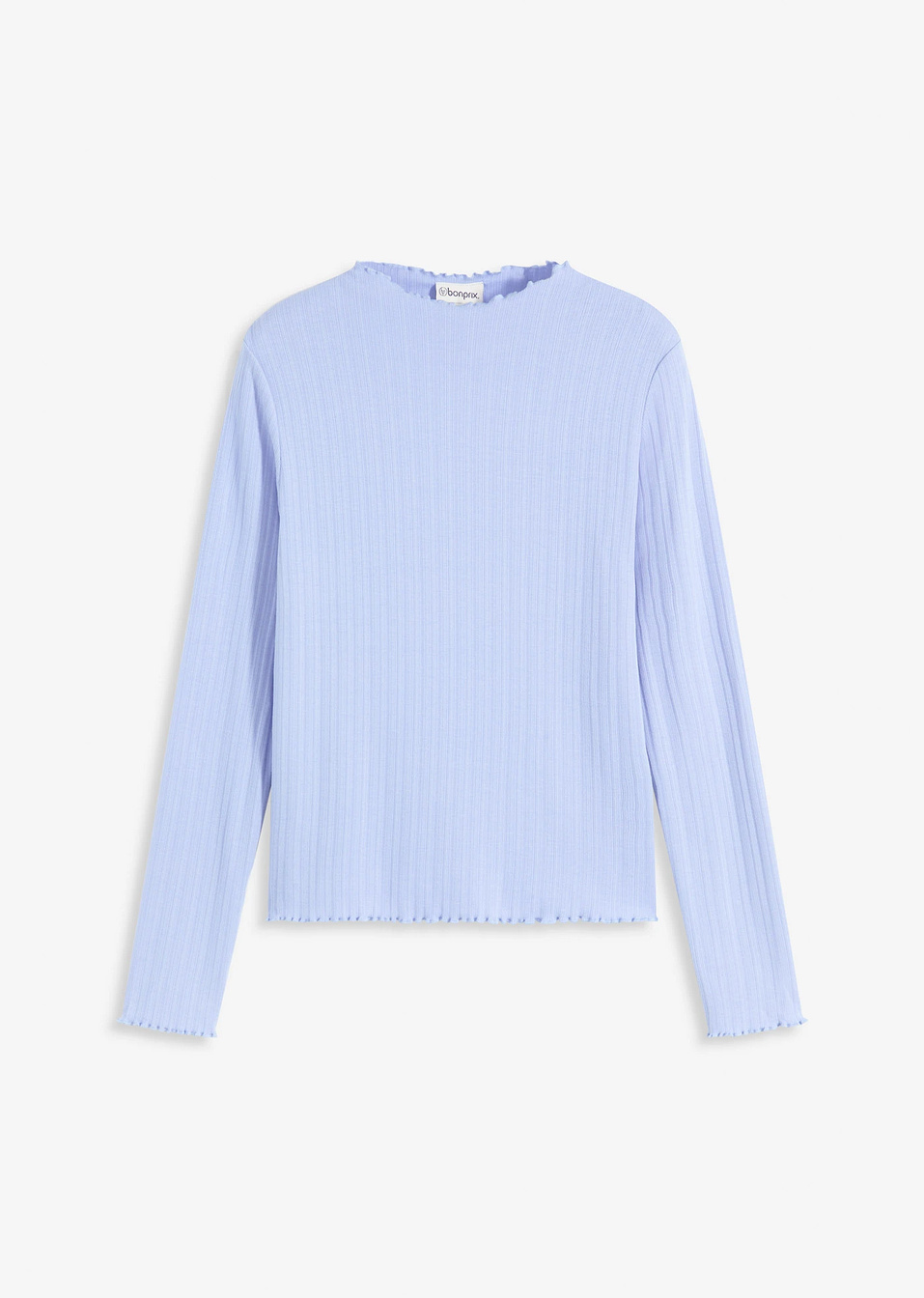 Εφαρμοστή μπλούζα ριμπ-Μπλε περλέ-bonprix