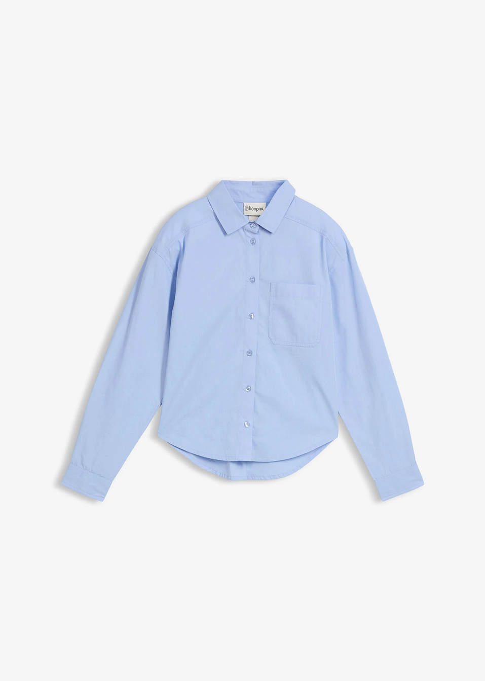 Риза овърсайз от чист памук-Перлено синьо-bonprix