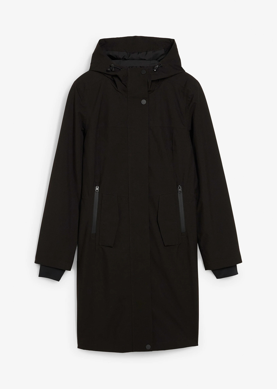 Μακρύ αδιάβροχο μπουφάν-Μαύρο-bonprix