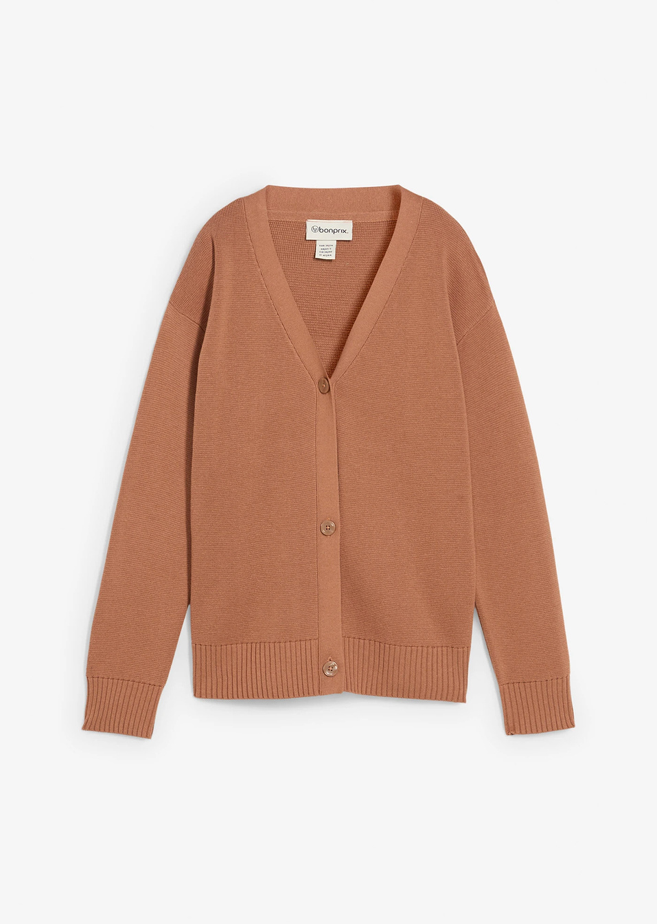 Ζακέτα από λεπτό νήμα ριμπ Milano-Καφέ-bonprix