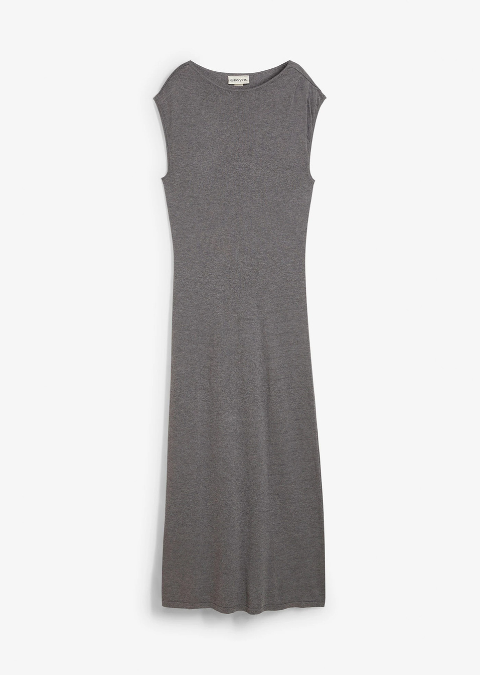 Πλεκτό φόρεμα από λεπτό νήμα από σύμμεικτη βισκόζη-Γκρι μελανζέ-bonprix