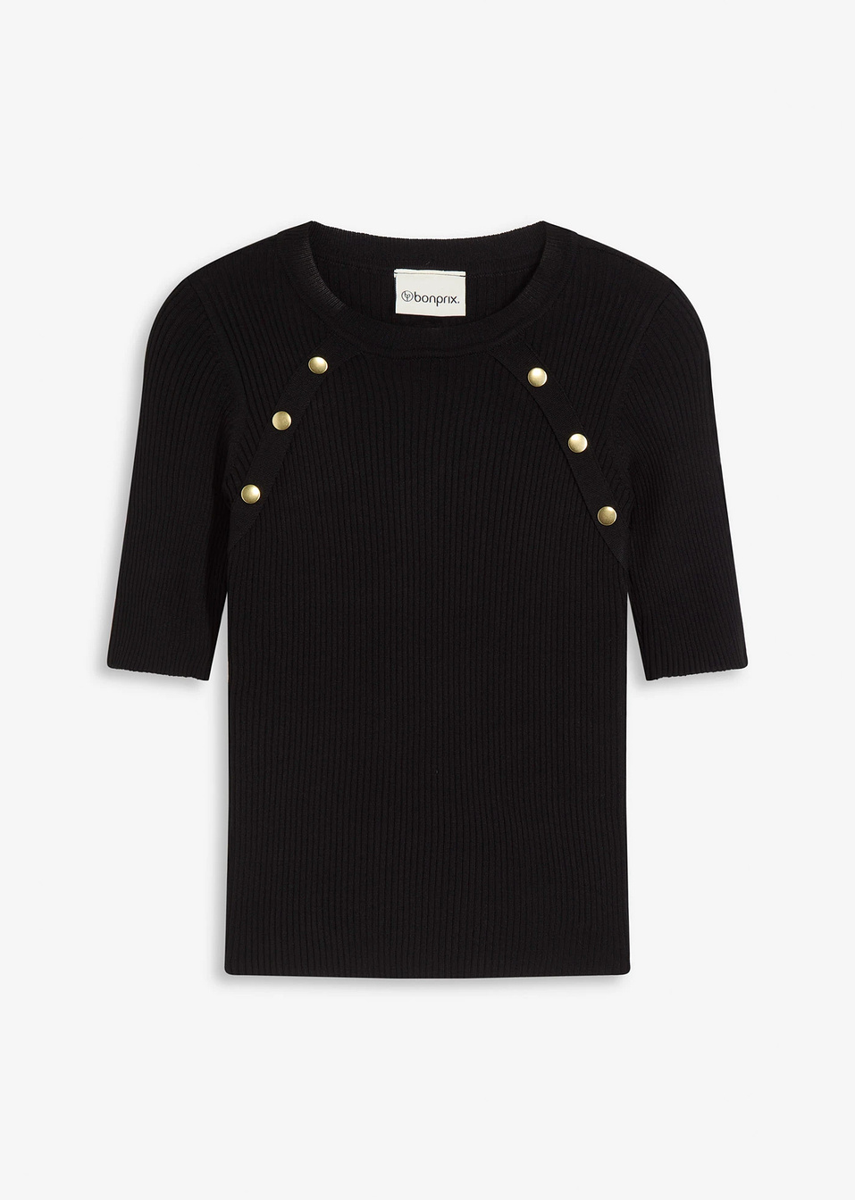 Πουλόβερ από λεπτό νήμα από χυτή σύμμεικτη βισκόζη-Μαύρο-bonprix