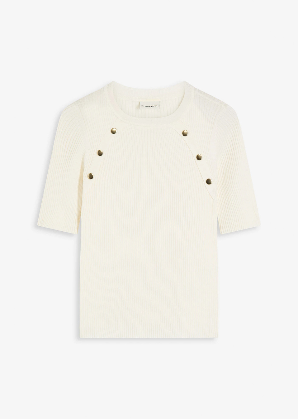 Πουλόβερ από λεπτό νήμα από χυτή σύμμεικτη βισκόζη-Λευκό κρεμ-bonprix