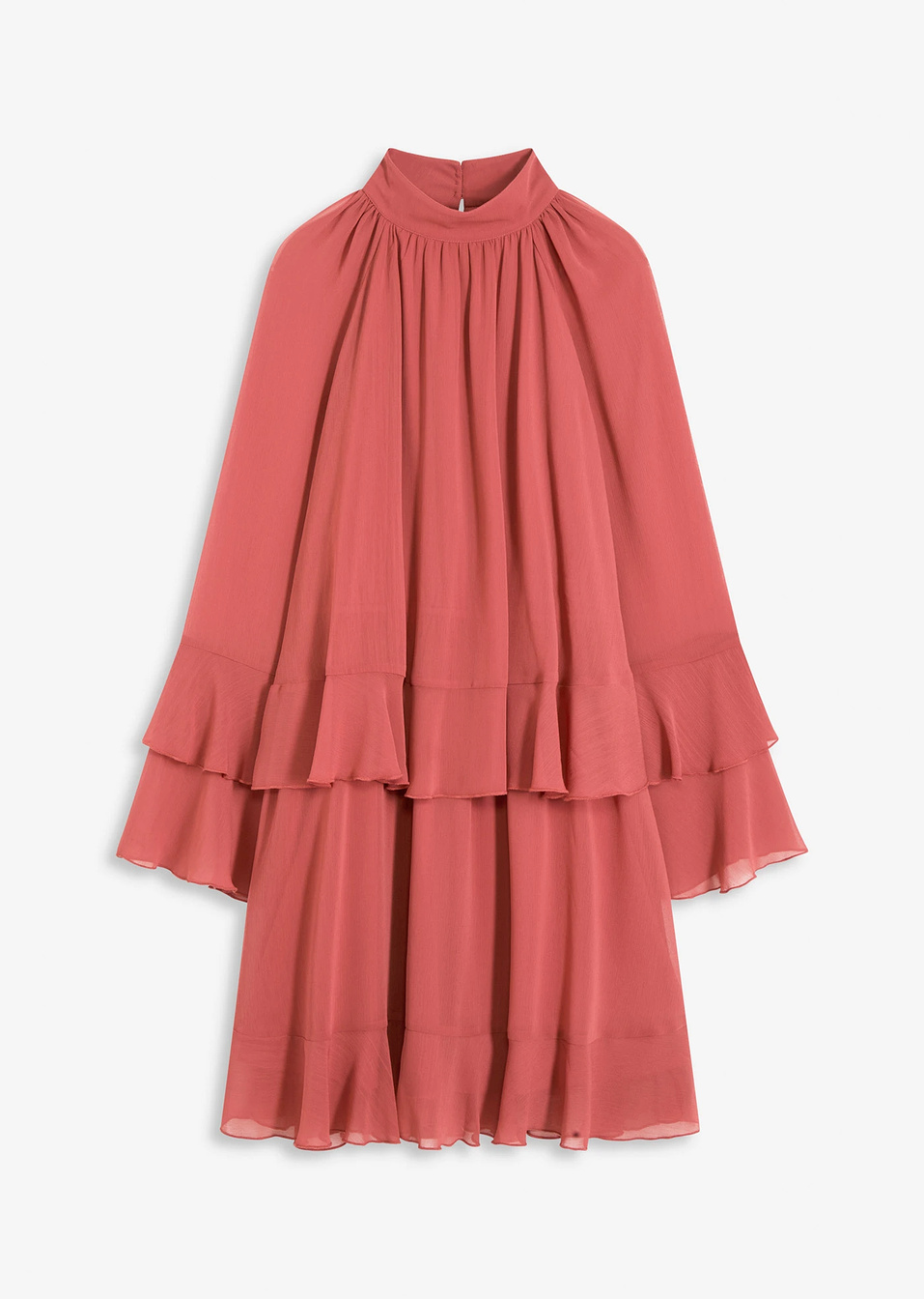 Φόρεμα από σιφόν με βολάν-Marsala-bonprix