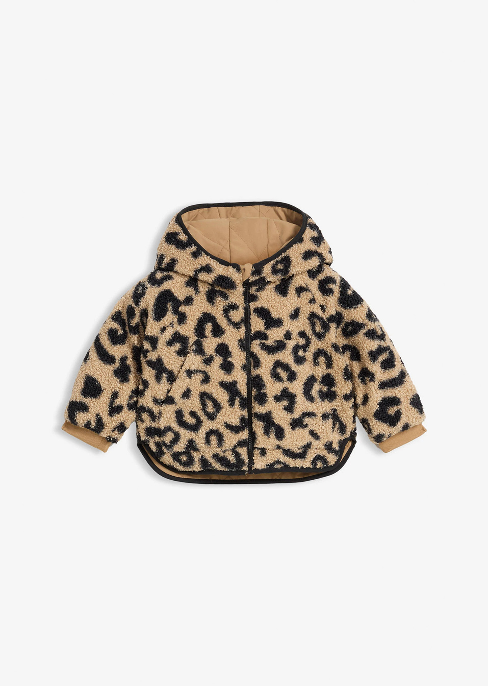 Μπουφάν double face 2-σε-1 από φλις teddy-Καμηλό/Μαύρο-bonprix