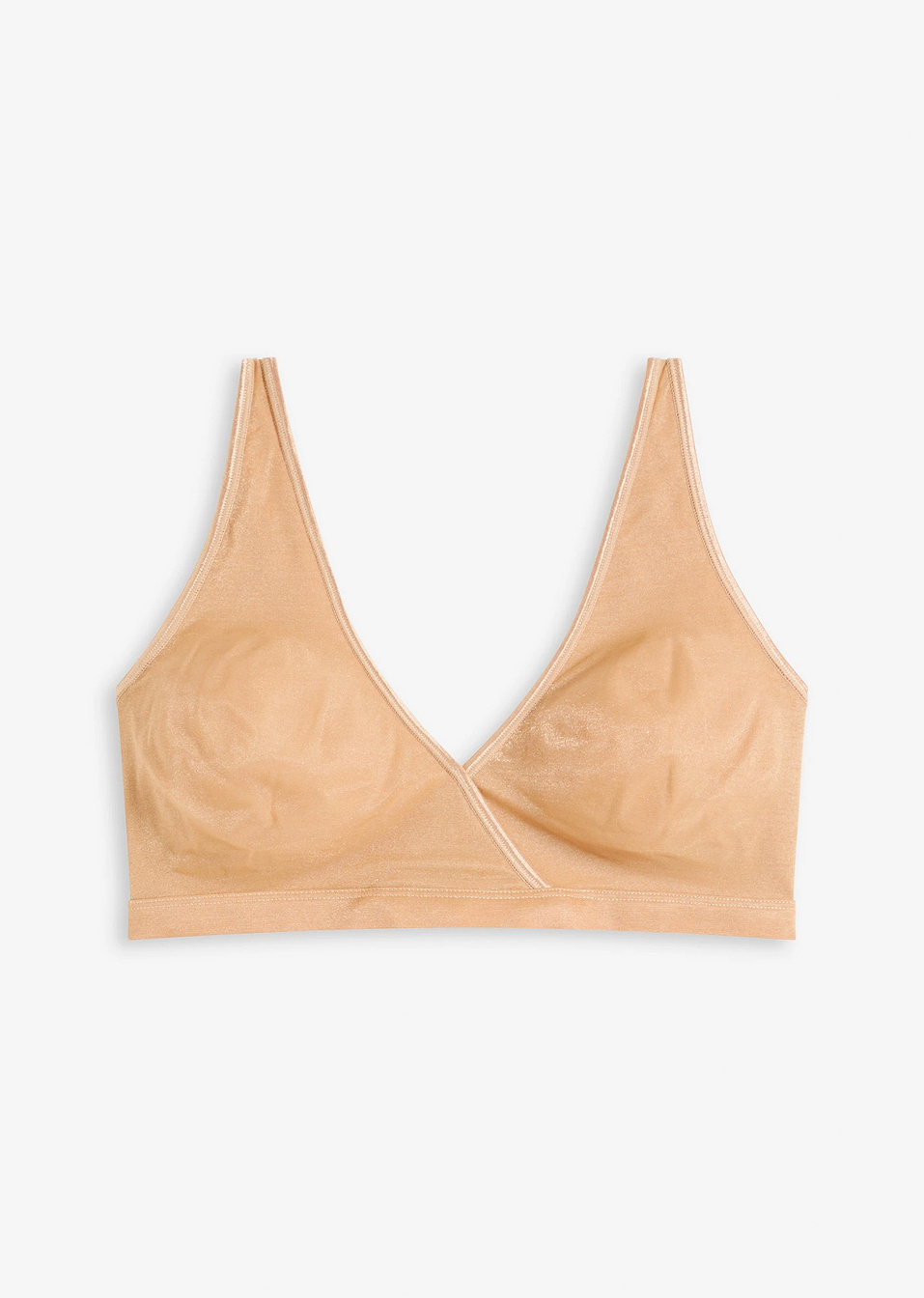 Bralette από γυαλιστερό υλικό-Καφέ ανοιχτό-bonprix