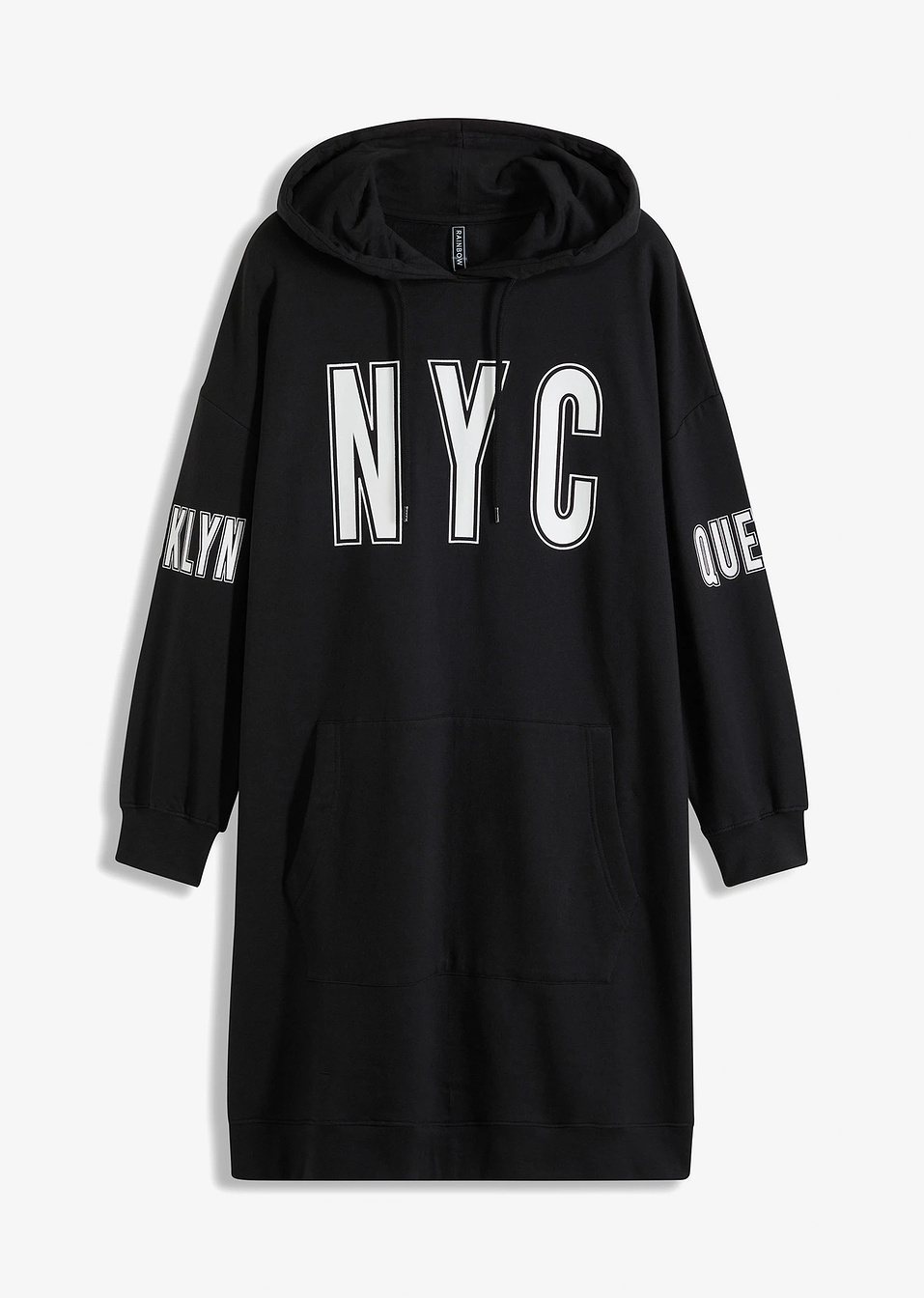 Φόρεμα φούτερ από καθαρό βιολογικό βαμβάκι-Μαύρο/Λευκό-bonprix