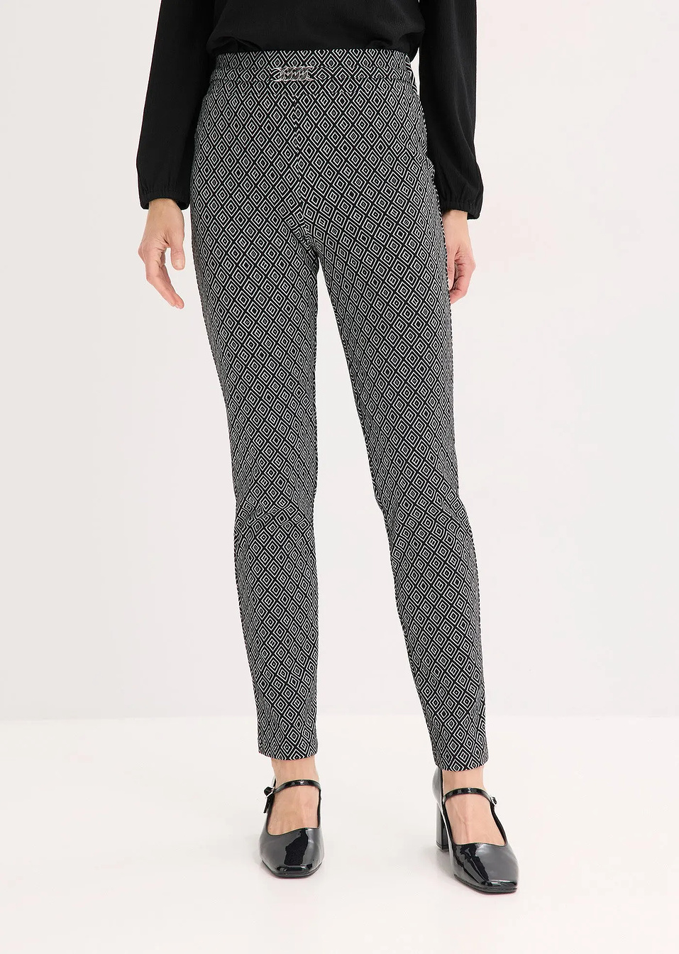 Παντελόνι ζακάρ με λάστιχο στη μέση και αγκράφα-bonprix