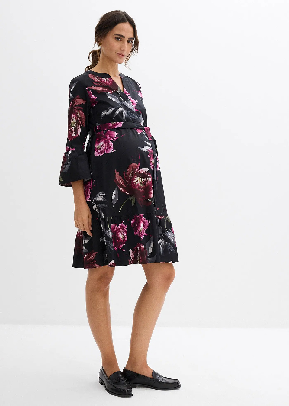 Φόρεμα chemisier εγκυμοσύνης και θηλασμού από σατέν από καθαρό βαμβάκι-bonprix