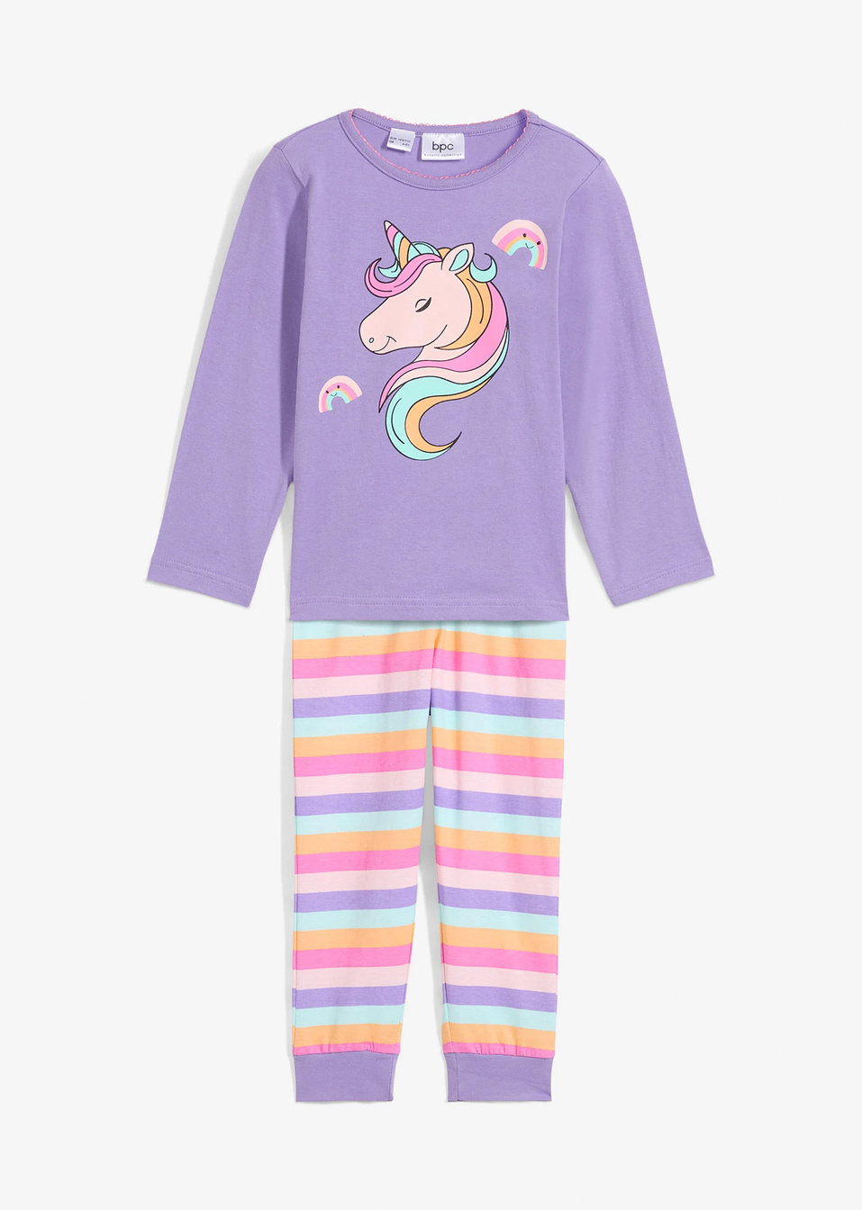 Πιτζάμα από μαλακό βιολογικό βαμβάκι-Ροζ ανοιχτό/Λιλά ανοιχτό/Βερικοκί/Ροζ του φλαμίνγκο-bonprix