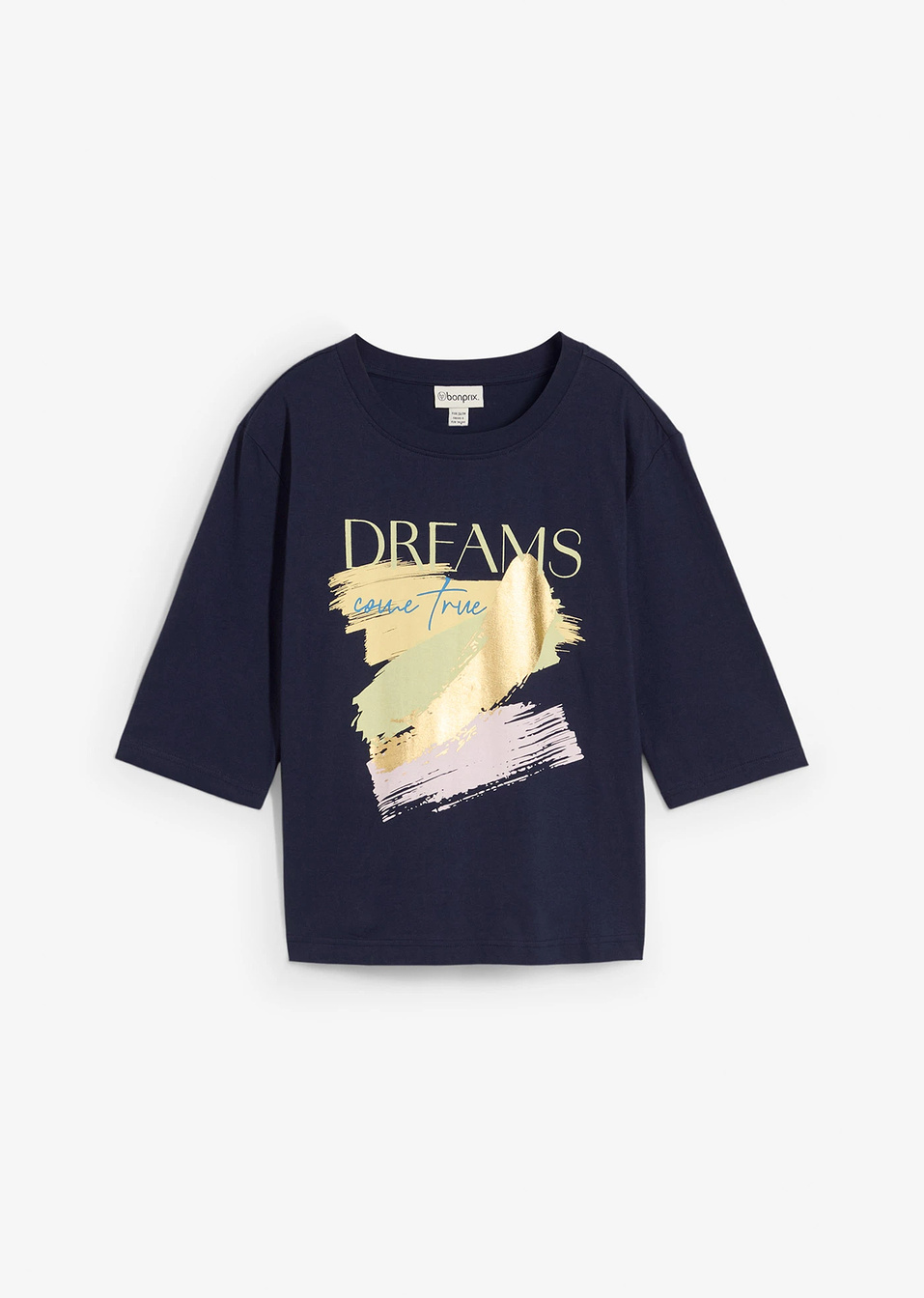 T-shirt από καθαρό βιολογικό βαμβάκι-Μπλε σκούρο-bonprix