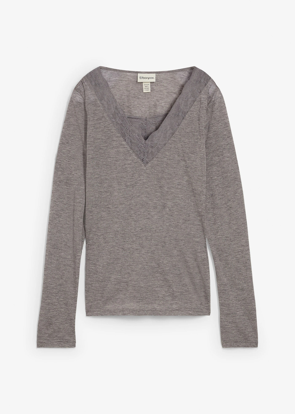 Μπλούζα από σύμμεικτο μαλλί-Γκρι μελανζέ-bonprix