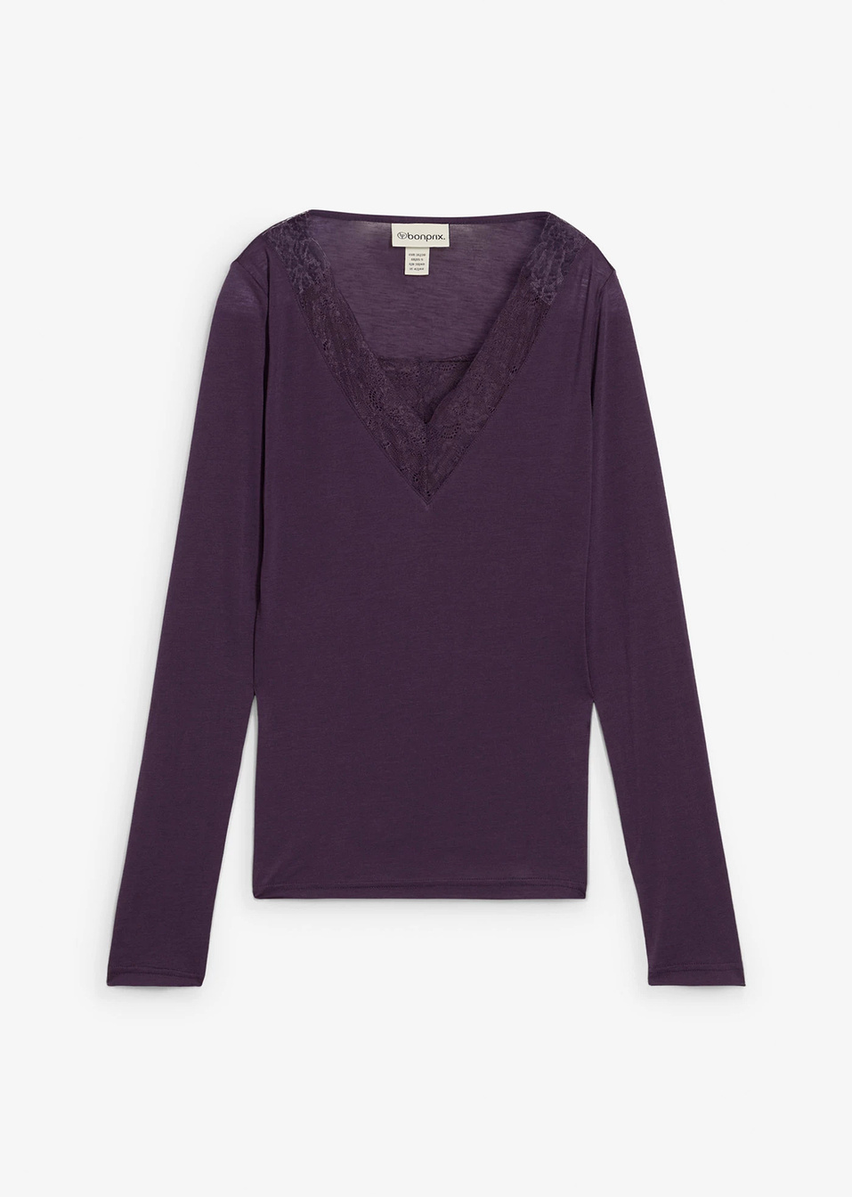 Μπλούζα από σύμμεικτο μαλλί-Δαμασκηνί-bonprix