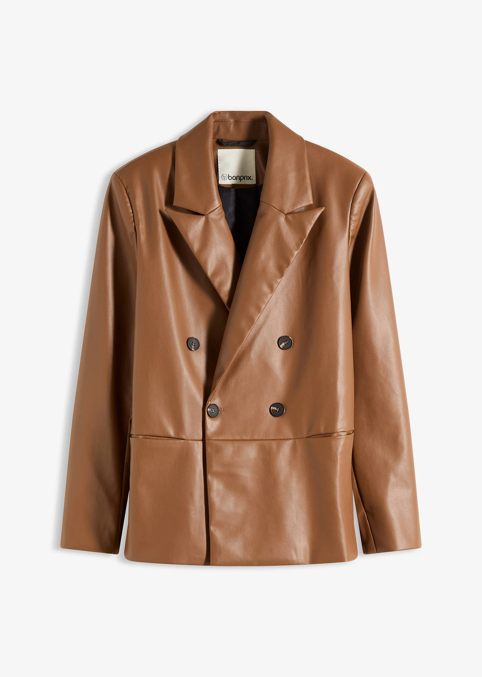 Σακάκι oversized από δερματίνη-Καφέ του πιπεριού-bonprix