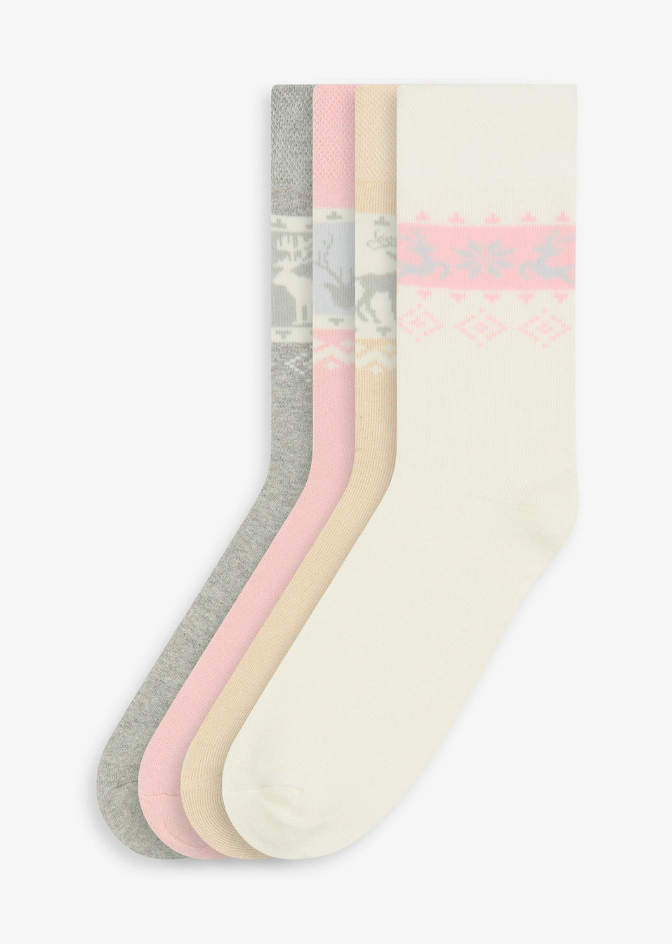 Ισοθερμικές κάλτσες (συσκευασία 4 ζευγαριών)-Λευκό κρεμ/Γκρι ανοιχτό μελανζέ/Ροζ/Γκρι ανοιχτό-bonprix