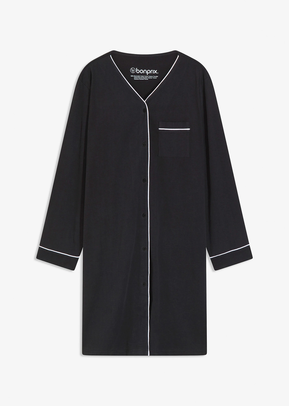 Нощница от чист памук-Черно-bonprix