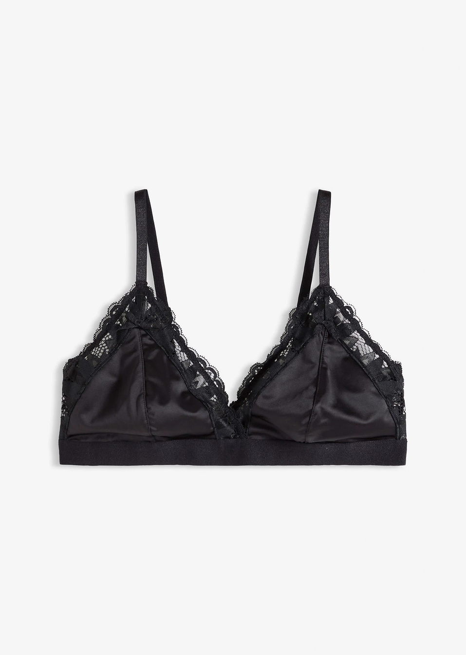 Bralette από γυαλιστερό υλικό-Μαύρο-bonprix