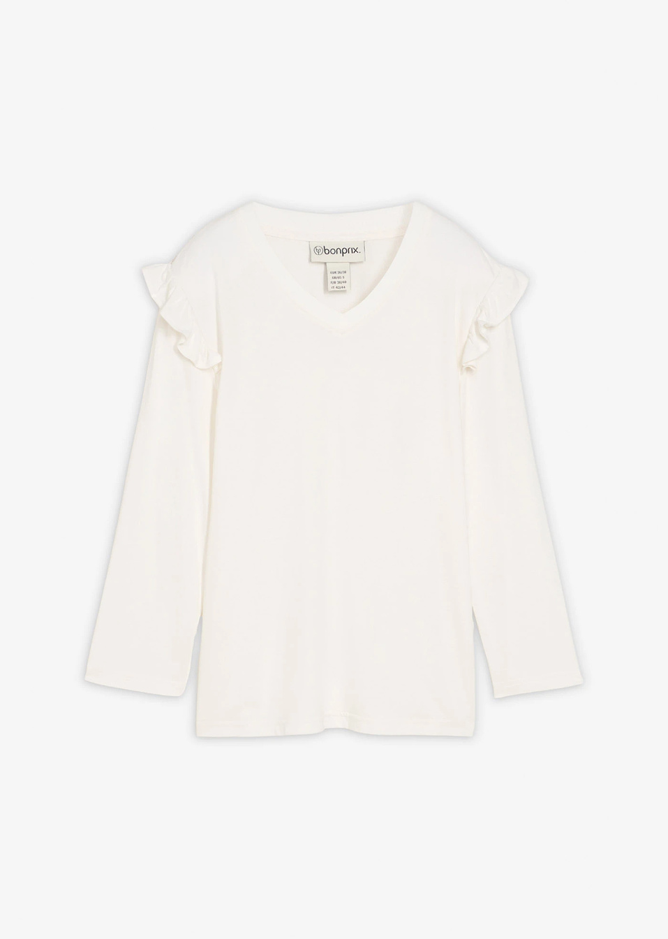 Μπλούζα ζέρσεϊ από σύμμεικτο βαμβάκι-Λευκό κρεμ-bonprix