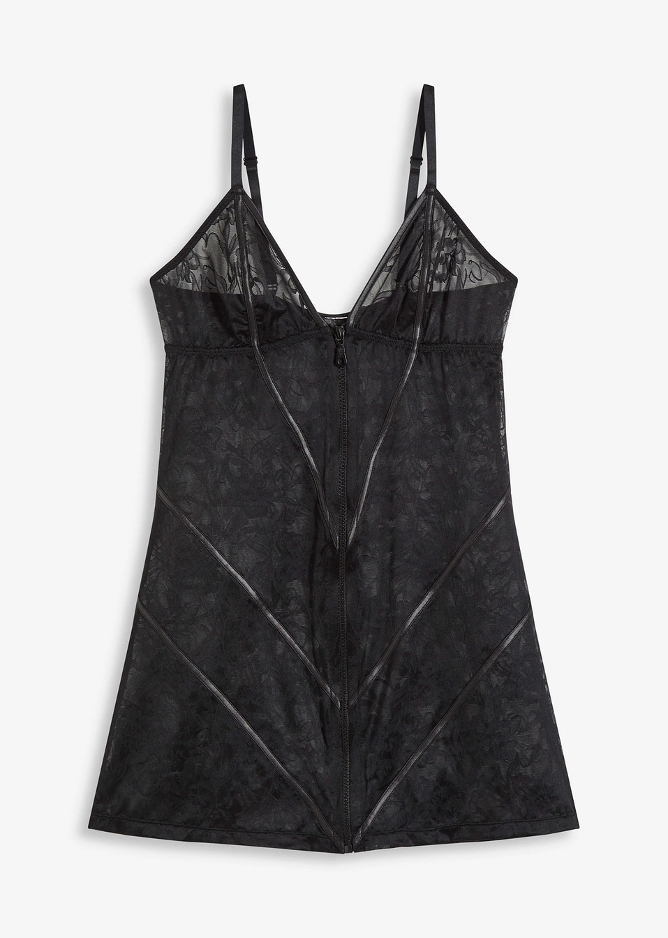 Δαντελένιο φόρεμα με φερμουάρ-Μαύρο-Venus