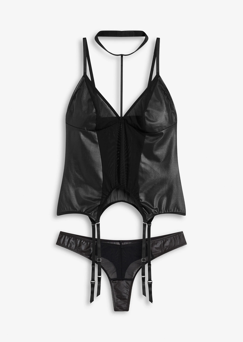 Τοπ με ζαρτιέρες και στρινγκ (σετ 2 τεμ.)-Μαύρο-Venus