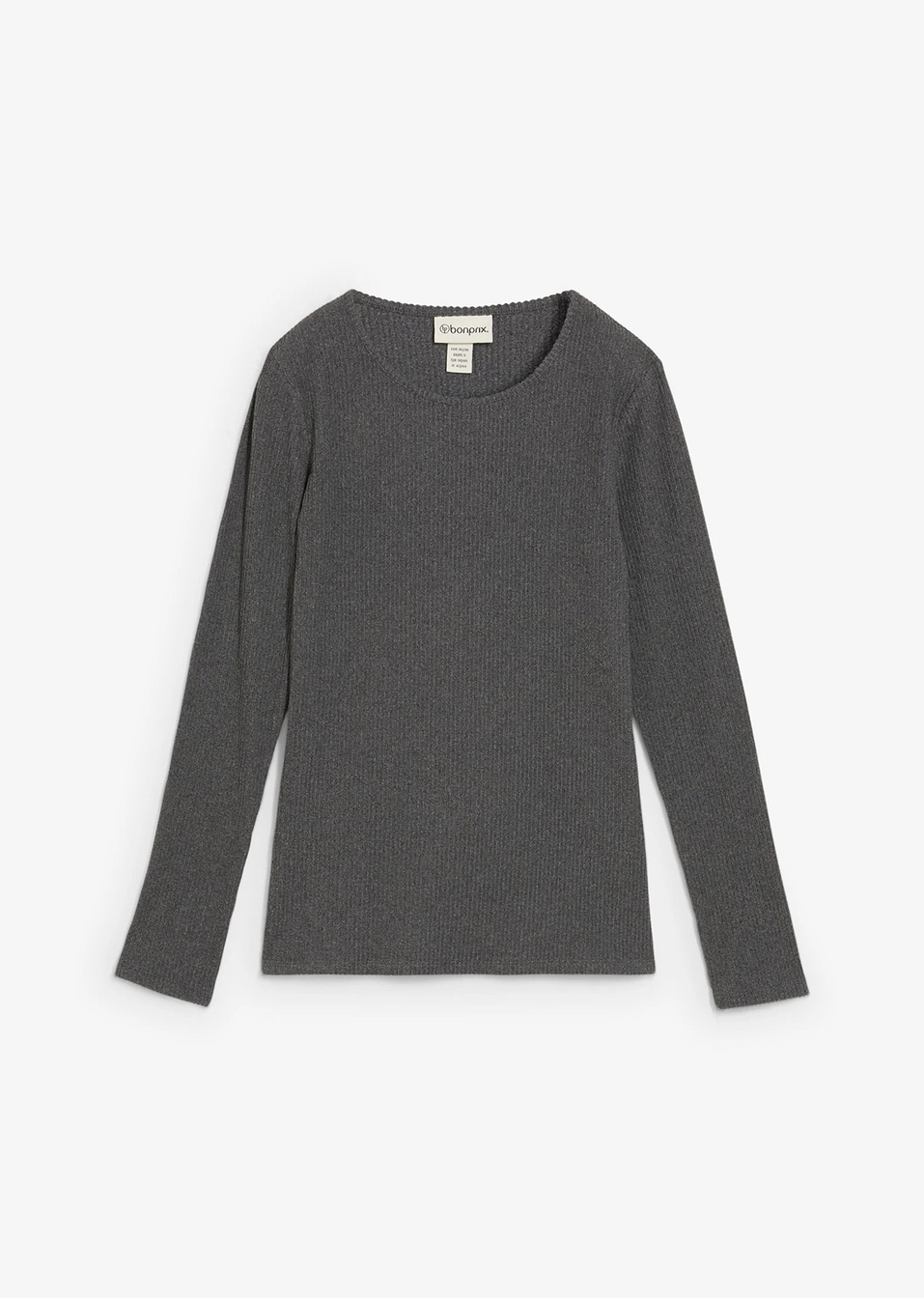 Ισοθερμική μπλούζα ριμπ-Γκρι μελανζέ-bonprix