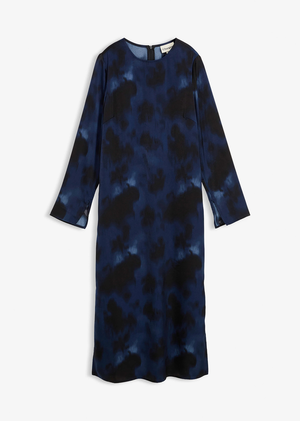 Σατέν φόρεμα midi-Μπλε σκούρο-bonprix