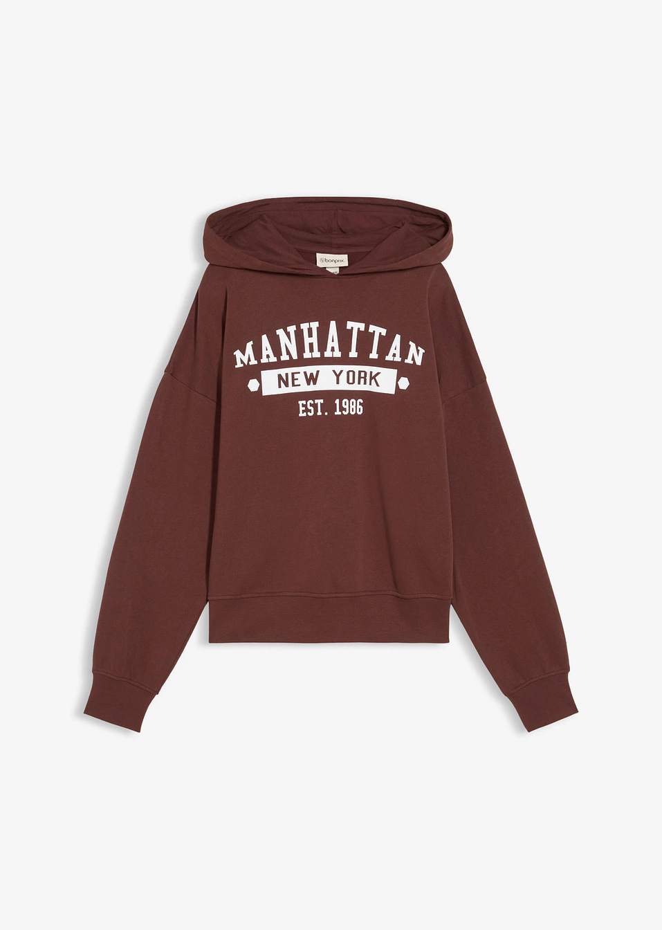 Φούτερ oversized με κουκούλα από καθαρό βαμβάκι-Της γης-bonprix