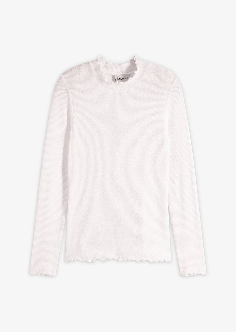 Μπλούζα ριμπ από σύμμεικτη βισκόζη-Λευκό-bonprix