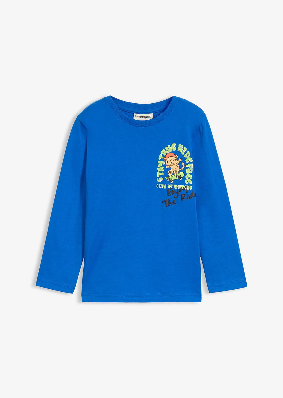 Μακρυμάνικη μπλούζα από καθαρό βιολογικό βαμβάκι-Μπλε ελεκτρίκ-bonprix