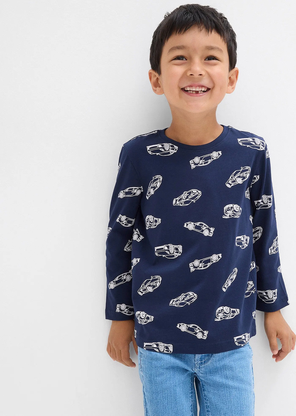 Μακρυμάνικη μπλούζα με βιολογικό βαμβάκι (συσκευασία των 2)-bonprix