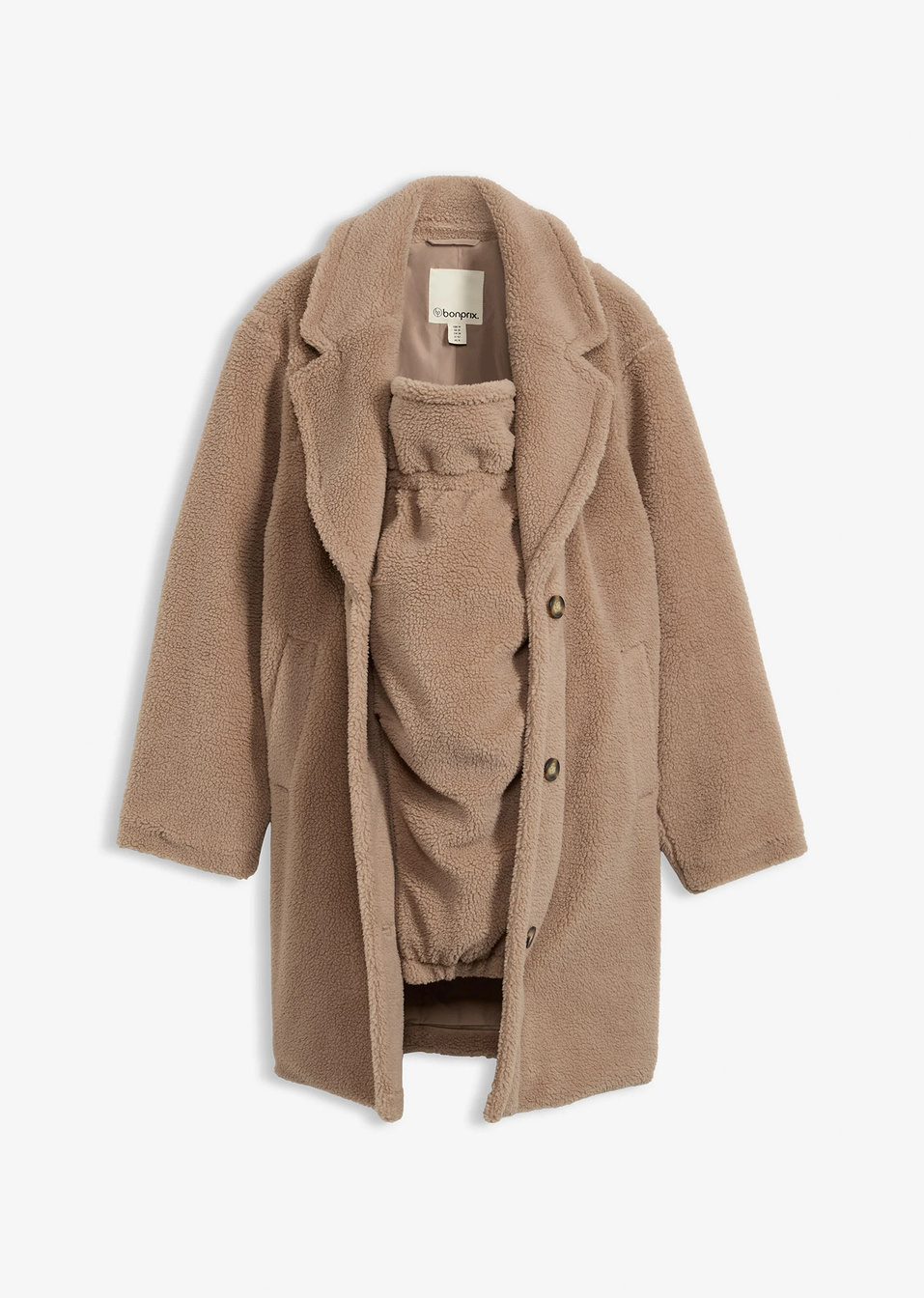 Παλτό εγκυμοσύνης 2-σε-1 με προσθήκη babywearing-Καφετί-bonprix