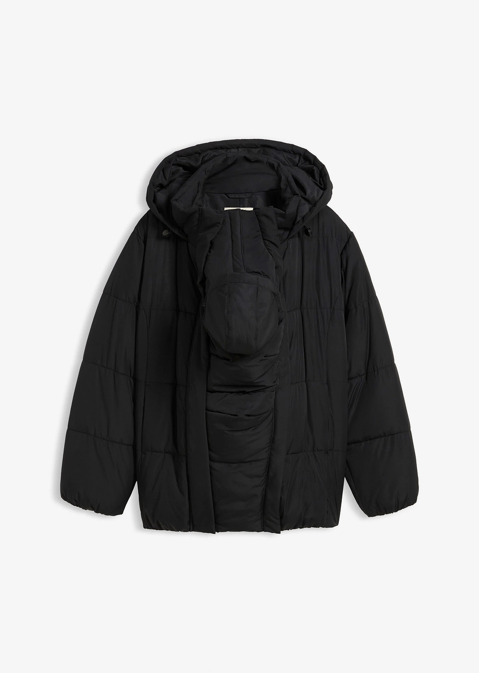Водоотблъскващо яке за бременни тип пухено 3 в 1 с приставка за бебеносене-Черно-bonprix